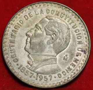1957 Mexico Silver Un Peso Foreign Coin S/h photo