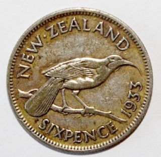 Zealand 6 Pence,  1933 Silver Vintage Coin - Us S&h photo