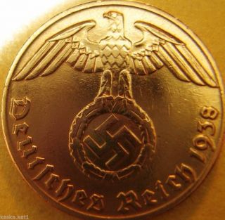Nazi German 1 Reichspfennig 1938 - J Coin Third Reich Eagle Swastika Wwii photo