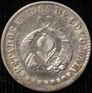 Colombia.  1/2 Decimo,  1863.  Km 144.  Only 28,  000 Minted photo