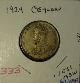 Silver Ceylon 50 Cents 1924 photo