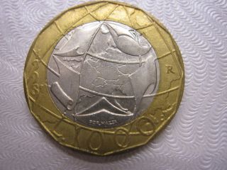 1998 Italy 1000 Lire Bi - Metallic Coin - European Map photo