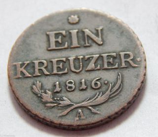 1816 - A Austria Copper Kreuzer Coin photo