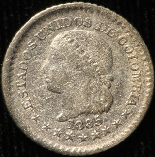 Colombia.  5 Centavos,  1885.  Km 174a.  1. photo