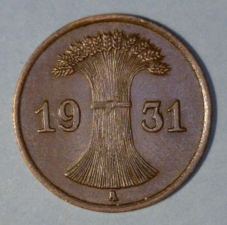 Germany 1 Pfennig 1931 - A Extremely Fine,  Copper Coin photo