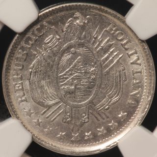Bolivia.  20 Centavos,  1891 Pts Cb/e.  Ngc Ms 63.  Km 159.  2. photo