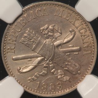 Mexico.  5 Centavos,  1883.  Ngc Ms 63.  Km 399. photo