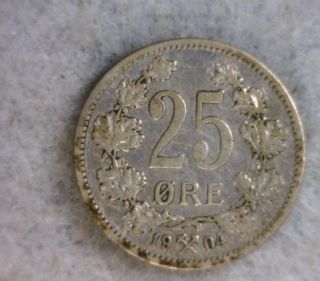 Norway 25 Ore 1904 Silver Coin (stock 0772) photo