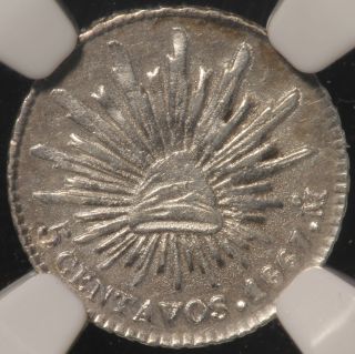 Mexico.  5 Centavos,  1867 Mo.  Ngc Ms 62.  Km 397. photo