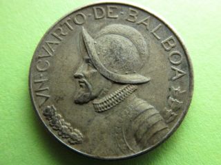 1930 Panama 1/4 Balboa.  900 Silver Low 400,  000 Mintage photo