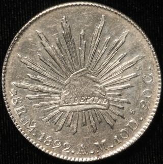 Mexico.  8 Reales,  1892 Mo Am.  Km 377.  10. photo