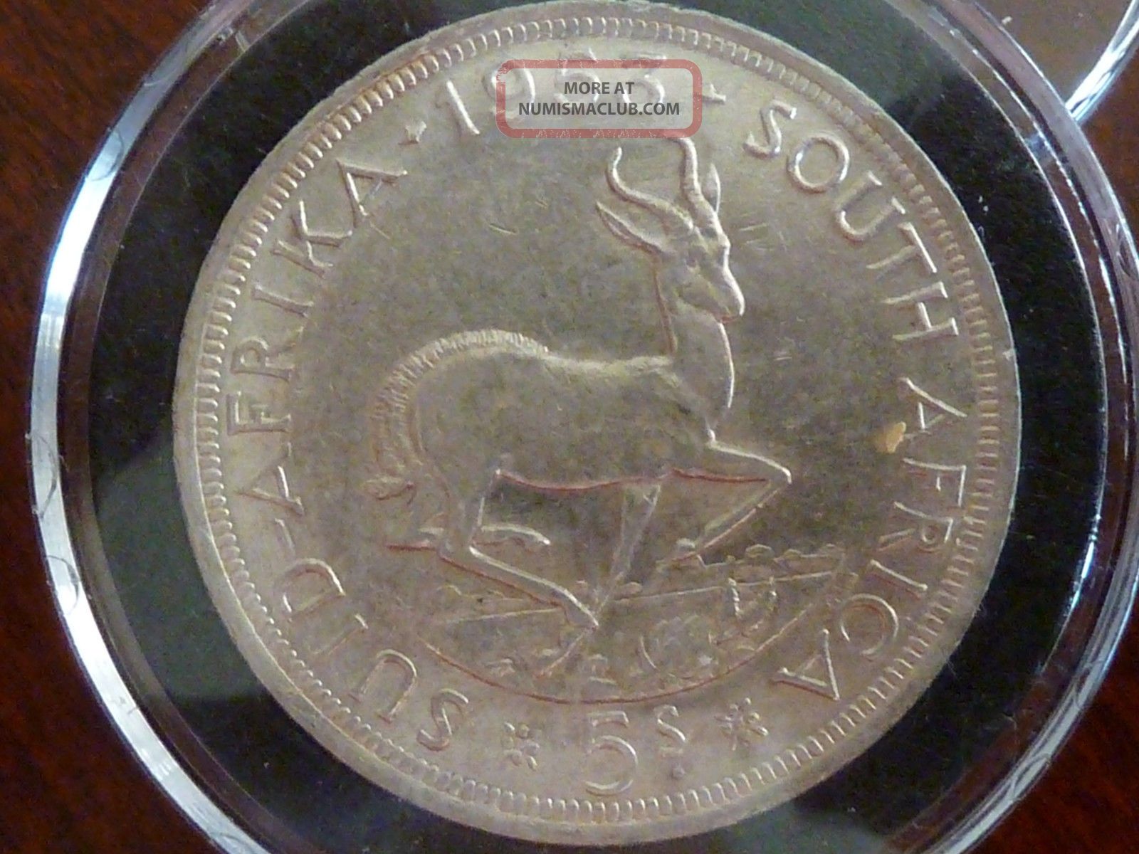 1953 S Africa 5 Shilling Silver Coin