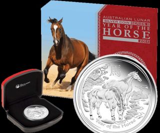 2014 1/2 Oz Australian Lunar Series Ii Year Of The Horse Silver Proof Nib W/ photo