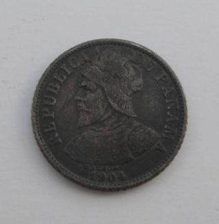 1904 Panama 5 Centesimos De Balboa Cent Silver Coin Central America Km 2 photo