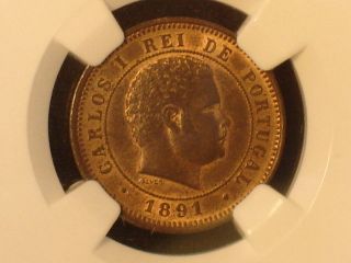 1891 Portugal 5 Reis Ngc Graded State 63 Red - Brown Only 1 Graded photo