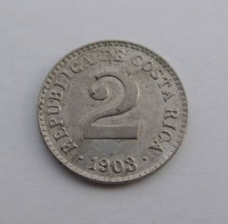 1903 Costa Rica 2 Centimos Cent Coin Central America 1 Yr Type Km 144 Scarce photo