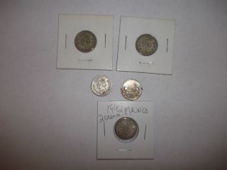 Mexico 20 Centavos 5 Total 1925,  1927,  1937,  1939,  1942 All Silver photo