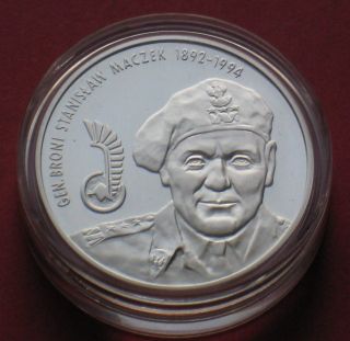 Silver Coin Of Poland - General Stanislaw Maczek  Polish Armored Division photo