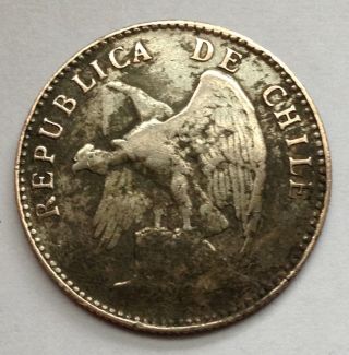 L1 Chile 20 Centavos,  1920.  400 Silver Coin photo