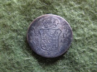 1828 Aj Spain Silver Real Croat Ferdinand Crowned Arms Castile & Leon Km 462.  3 photo