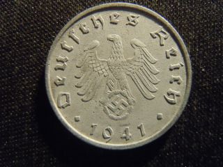 1941 - B - German - Ww2 - 10 - Reichspfennig - Germany - Nazi Coin - Swastika - World - Ab - 2187 - Cent photo