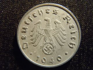 1940 - A - German - Ww2 - 10 - Reichspfennig - Germany - Nazi Coin - Swastika - World - Ab - 2749 - Cent photo