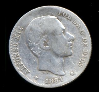 452 - Indalo - Spain.  Philippines.  Silver 20 Centavos 1881.  Very Scarce photo