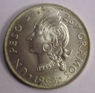 Dominican Republic Silver Peso 1963 100th Ann.  - Restoration Of The Republic photo