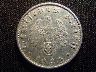 1943 - German - Ww2 - 50 - Reichspfennig - Germany - Nazi Coin - Swastika - World - Ab - 350 - Cent photo