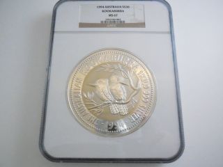 1994 $30 Australian Kookaburra Silver Kilo Coin.  999 Ngc Ms 67 2791744 - 002 photo