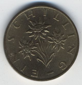 Austria 1 Schilling 1985 Edelweiss Flowers 22.  5mm Coin photo