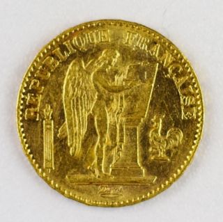 1876 A France French Angel 20 Francs Gold Coin Au/bu 6475 photo