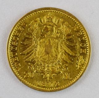 1872 A Germany Deutsches Reich 20 Marks Gold Coin Au/bu 6476 photo