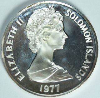 Solomon Islands 5 Dollars,  1977 Large Silver Proof Coin photo