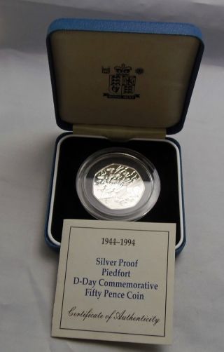 1944 - 1994 Royal D - Day 50p Fifty Pence Piedfort Silver Proof Commemorative photo