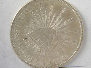 Un Peso 1908 Mexico City.  9000 Silver photo