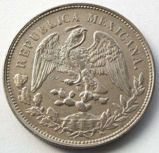 Mexico,  Large Silver Coin,  1 Peso 1904 Mo Am,  Top,  Aun / Unc photo