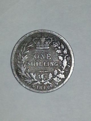 1842 British Victoria Silver Shilling - Rare Coin - photo