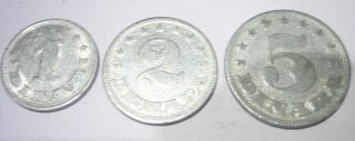 Yugoslavia 1,  2 And 5 Dinars 1953 photo