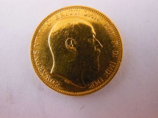 1905 British Edward Vii One Sovereign Gold Coin photo