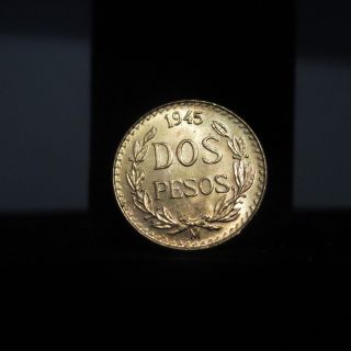 1945 Mexico Dos Pesos Gold Coin Lovely 90 Mexican Gold photo
