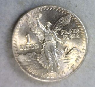 Mexico Onza 1983 Bu 1 Oz Silver Coin (stock 0943) photo