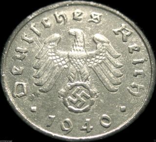 Germany - German 3rd Reich - German 1940f 5 Reichspfennig Coin - Real Ww2 Coin photo