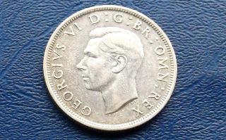 Silver 1943 Great Britain 1/2 Crown George Vi Circ Km 856 Coin 720 photo
