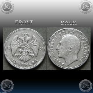 Yugoslavia 10 Dinara 1931 Silver Coin (km 10) Vf photo