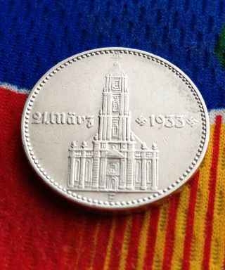 Wwii German 2 Mark Silver Coin 1934 F Third Reich Garrisonkirche Reichsmark photo