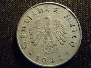 1944 - A - German - Ww2 - 10 - Reichspfennig - Germany - Nazi Coin - Swastika - World - Ab - 3090 - Cent photo