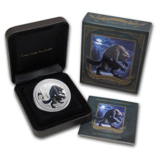 2013 Tuvalu Mythical Creatures 1oz Silver Werewolf Coin.  999 Pure Mintage 5000 photo