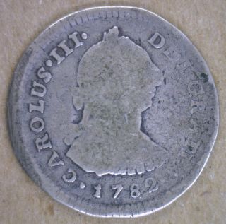 1782 Silver Mexico 1 Real Colonial Mexican Coin Yg photo