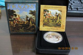 2012 Tuvalu Dragon Of Legend: St.  George And The Dragon 1 Oz Silver Proof Coin photo
